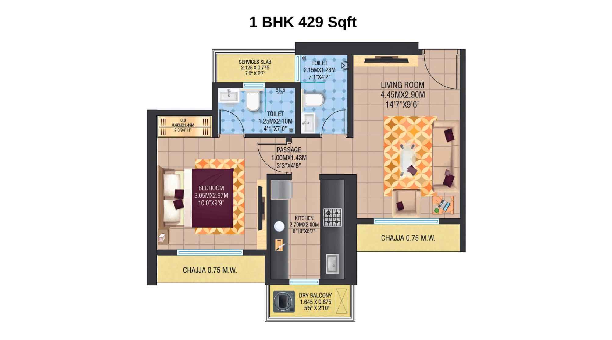 Vihang-Life-Hub-Capital-of-Life-Floor-Plan-1-BHK-429-Sqft