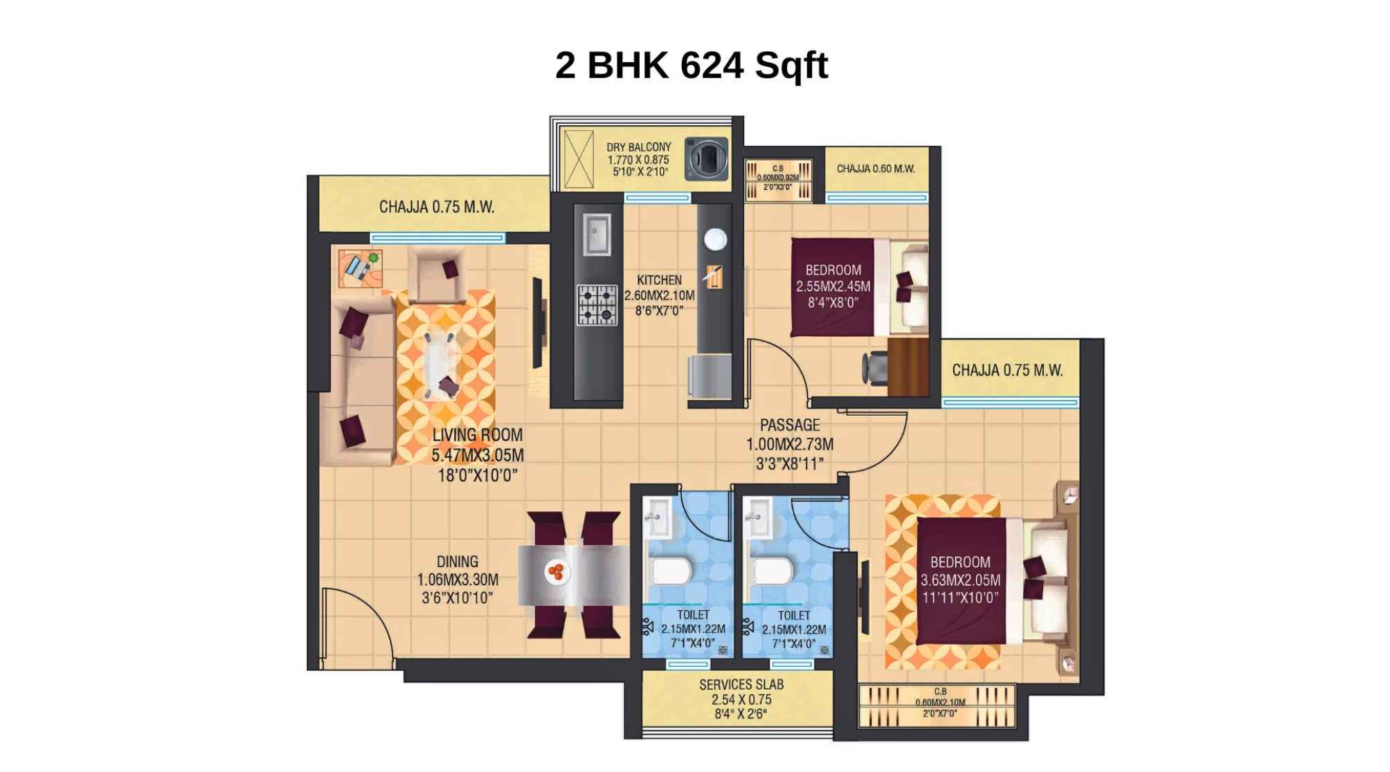 Vihang-Life-Hub-Capital-of-Life-Floor-Plan-2-BHK-624-Sqft